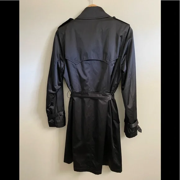 🎉🎉HP🎉🎉 Dana Buchman black all-season belted trench coat style size M - Picture 4 of 10